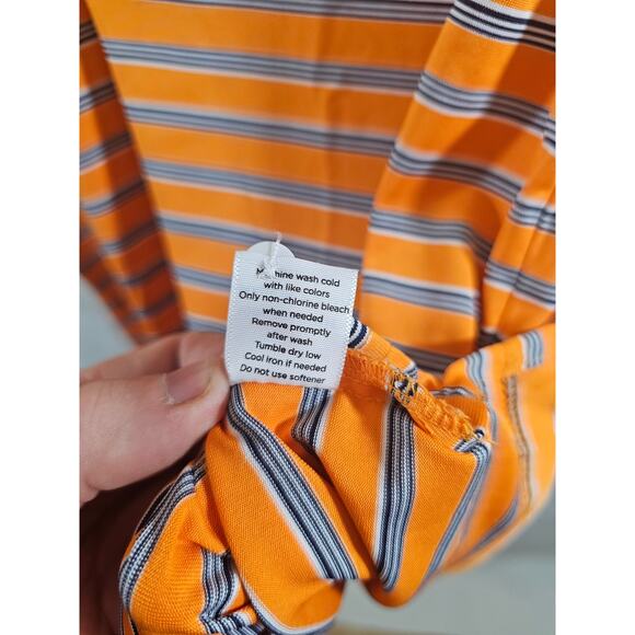 Walter Hagen Mens Essential Golf Performance Polo Shirt Orange Stripes Sz M - Picture 3 of 5